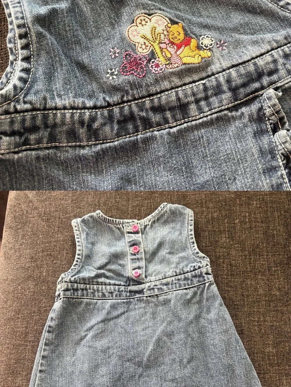 Disney Winnie the Pooh Denim Garment with Purple and Yellow Label